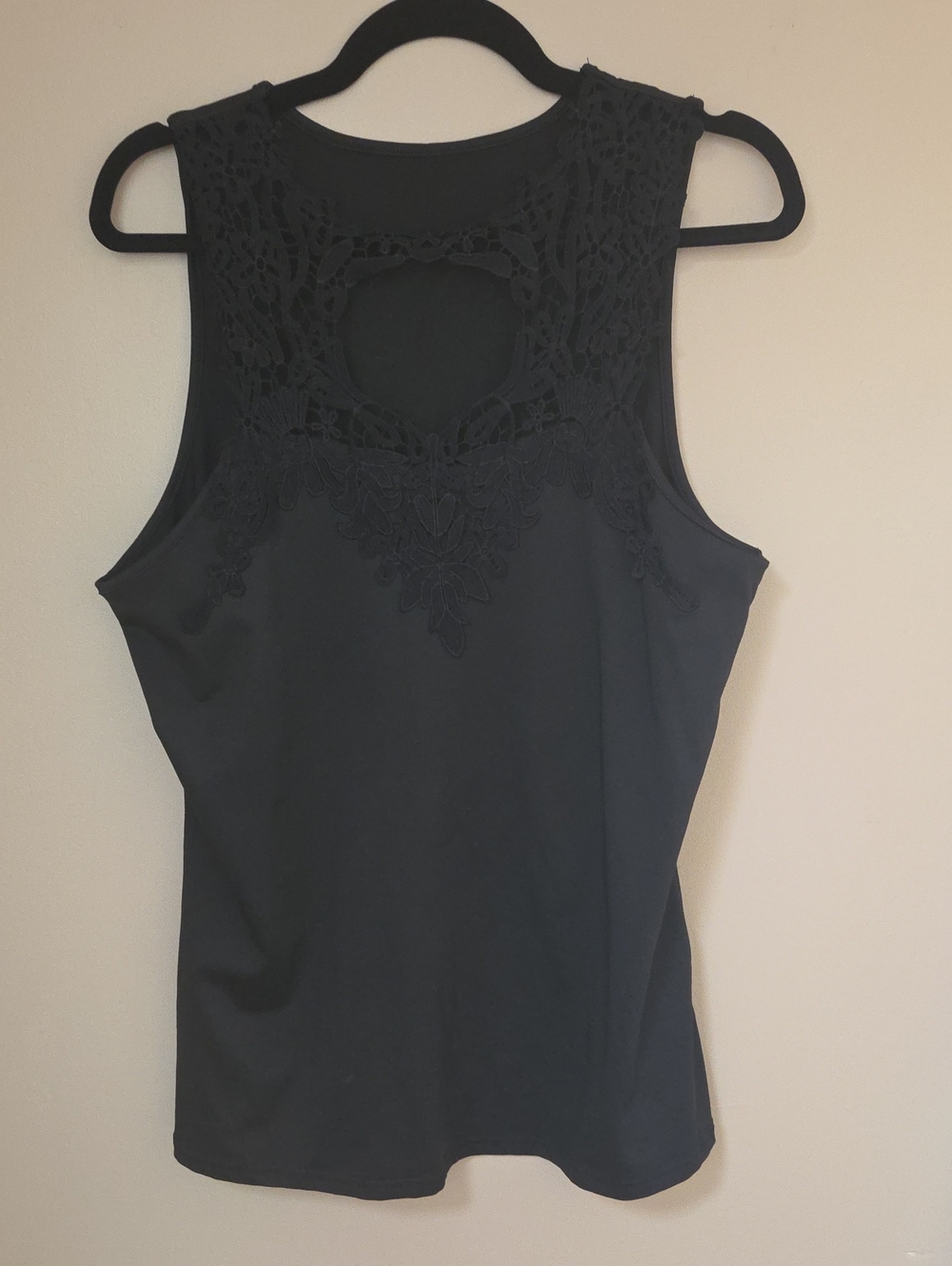 Classic Black Lace-Yoke Sleeveless Top